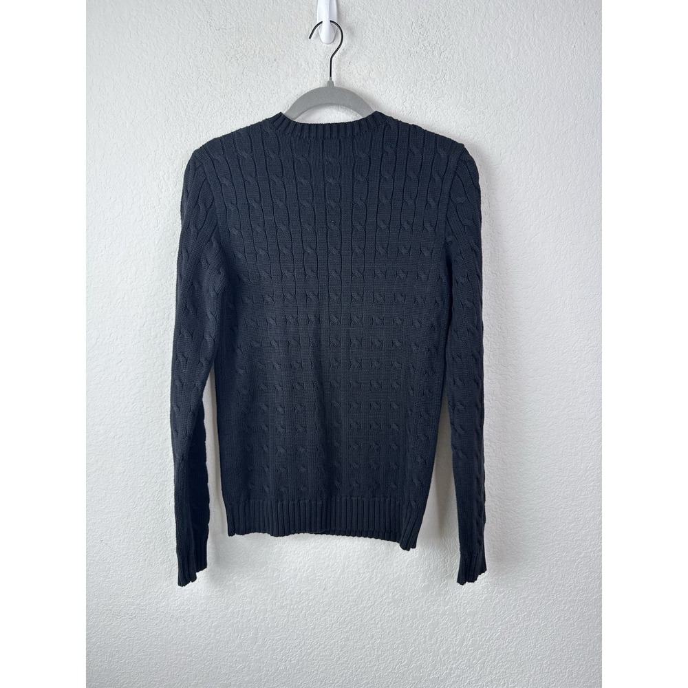 Ralph Lauren Sport Black Cable Knit Sweater Women's L Old‎ Money Quiet Luxury - Picture 6 of 6